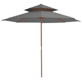 NNEVL Double Decker Parasol with Wooden Pole 270 cm Anthracite