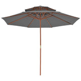 NNEVL Double Decker Parasol with Wooden Pole 270 cm Anthracite