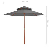 NNEVL Double Decker Parasol with Wooden Pole 270 cm Anthracite