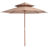 NNEVL Double Decker Parasol with Wooden Pole 270 cm Taupe