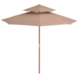 NNEVL Double Decker Parasol with Wooden Pole 270 cm Taupe