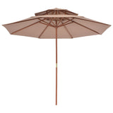 NNEVL Double Decker Parasol with Wooden Pole 270 cm Taupe