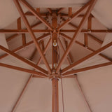 NNEVL Double Decker Parasol with Wooden Pole 270 cm Taupe