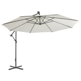 NNEVL Cantilever Umbrella with LED Lights and Metal Pole 350 cm Sand