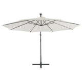 NNEVL Cantilever Umbrella with LED Lights and Metal Pole 350 cm Sand