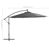 NNEVL Cantilever Umbrella with LED Lights and Metal Pole 350 cm Anthracite