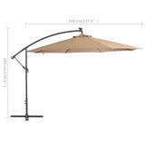 NNEVL Cantilever Umbrella with LED Lights and Metal Pole 350 cm Taupe