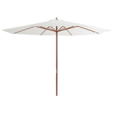 NNEVL Outdoor Parasol with Wooden Pole 350 cm Sand White