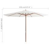 NNEVL Outdoor Parasol with Wooden Pole 350 cm Sand White