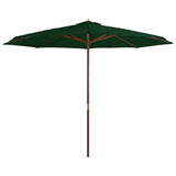 NNEVL Outdoor Parasol with Wooden Pole 350 cm Green