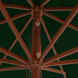 NNEVL Outdoor Parasol with Wooden Pole 350 cm Green