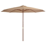 NNEVL Outdoor Parasol with Wooden Pole 350 cm Taupe