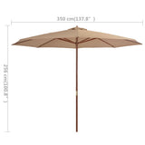 NNEVL Outdoor Parasol with Wooden Pole 350 cm Taupe