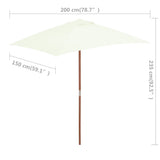 NNEVL Outdoor Parasol with Wooden Pole 150x200 cm Sand