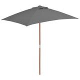 NNEVL Outdoor Parasol with Wooden Pole 150x200 cm Anthracite