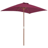 NNEVL Outdoor Parasol with Wooden Pole 150x200 cm Bordeaux Red