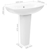 NNEVL Freestanding Basin with Pedestal Ceramic White 650x520x200 mm