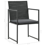 NNEVL 7 Piece Outdoor Dining Set with Cushions Poly Rattan Black