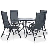 NNEVL 5 Piece Outdoor Dining Set Aluminium and Textilene Black