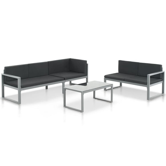 NNEVL 3 Piece Garden Lounge Set with Cushions Aluminium Black