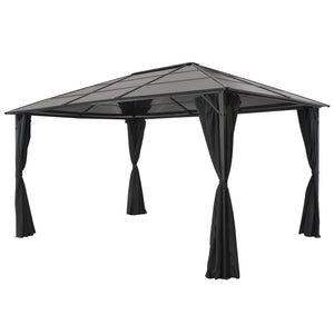 NNEVL Gazebo with Curtain Aluminium 4x3x2.6 m Black