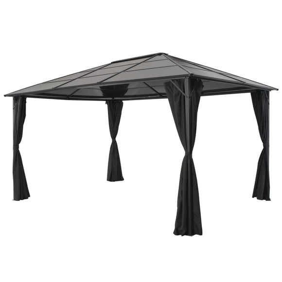 NNEVL Gazebo with Curtain Aluminium 4x3x2.6 m Black