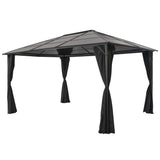 NNEVL Gazebo with Curtain Aluminium 4x3x2.6 m Black