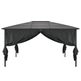 NNEVL Gazebo with Curtain Aluminium 4x3x2.6 m Black