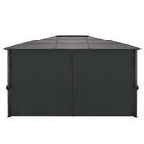 NNEVL Gazebo with Curtain Aluminium 4x3x2.6 m Black