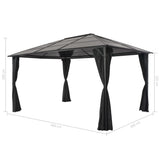 NNEVL Gazebo with Curtain Aluminium 4x3x2.6 m Black