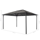 NNEVL Gazebo with Roof Aluminium 4x3x2.6 m Black