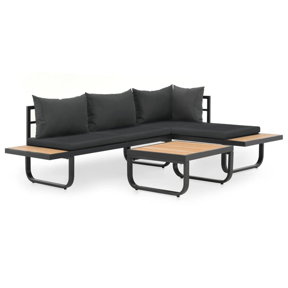 NNEVL 2 Piece Garden Corner Sofa Set with Cushions Aluminium WPC