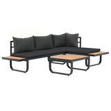 NNEVL 2 Piece Garden Corner Sofa Set with Cushions Aluminium WPC