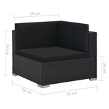 NNEVL 6 Piece Garden Lounge Set with Cushions Poly Rattan Black