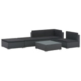 NNEVL 6 Piece Garden Lounge Set with Cushions Poly Rattan Black