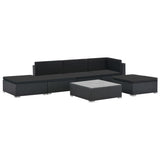 NNEVL 6 Piece Garden Lounge Set with Cushions Poly Rattan Black