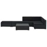 NNEVL 6 Piece Garden Lounge Set with Cushions Poly Rattan Black