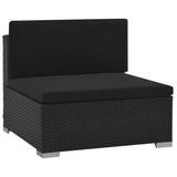 NNEVL 6 Piece Garden Lounge Set with Cushions Poly Rattan Black