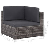NNEVL 7 Piece Garden Lounge Set with Cushions Poly Rattan Grey