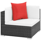 NNEVL 7 Piece Garden Lounge Set with Cushions Poly Rattan Black