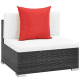 NNEVL 7 Piece Garden Lounge Set with Cushions Poly Rattan Black