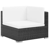 NNEVL 7 Piece Garden Lounge Set with Cushions Poly Rattan Black