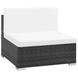 NNEVL 7 Piece Garden Lounge Set with Cushions Poly Rattan Black