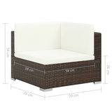 NNEVL 7 Piece Garden Lounge Set with Cushions Poly Rattan Brown