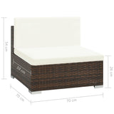 NNEVL 7 Piece Garden Lounge Set with Cushions Poly Rattan Brown