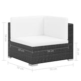 NNEVL 8 Piece Garden Lounge Set with Cushions Poly Rattan Black