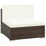 NNEVL 8 Piece Garden Lounge Set with Cushions Poly Rattan Brown