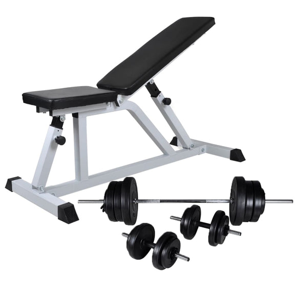 NNEVL Workout Bench with Barbell and Dumbbell Set 60.5 kg