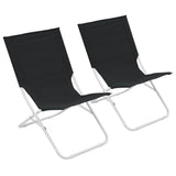 NNEVL Folding Beach Chairs 2 pcs Black