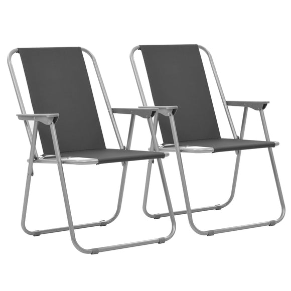 NNEVL Folding Camping Chairs 2 pcs 52x59x80 cm Grey